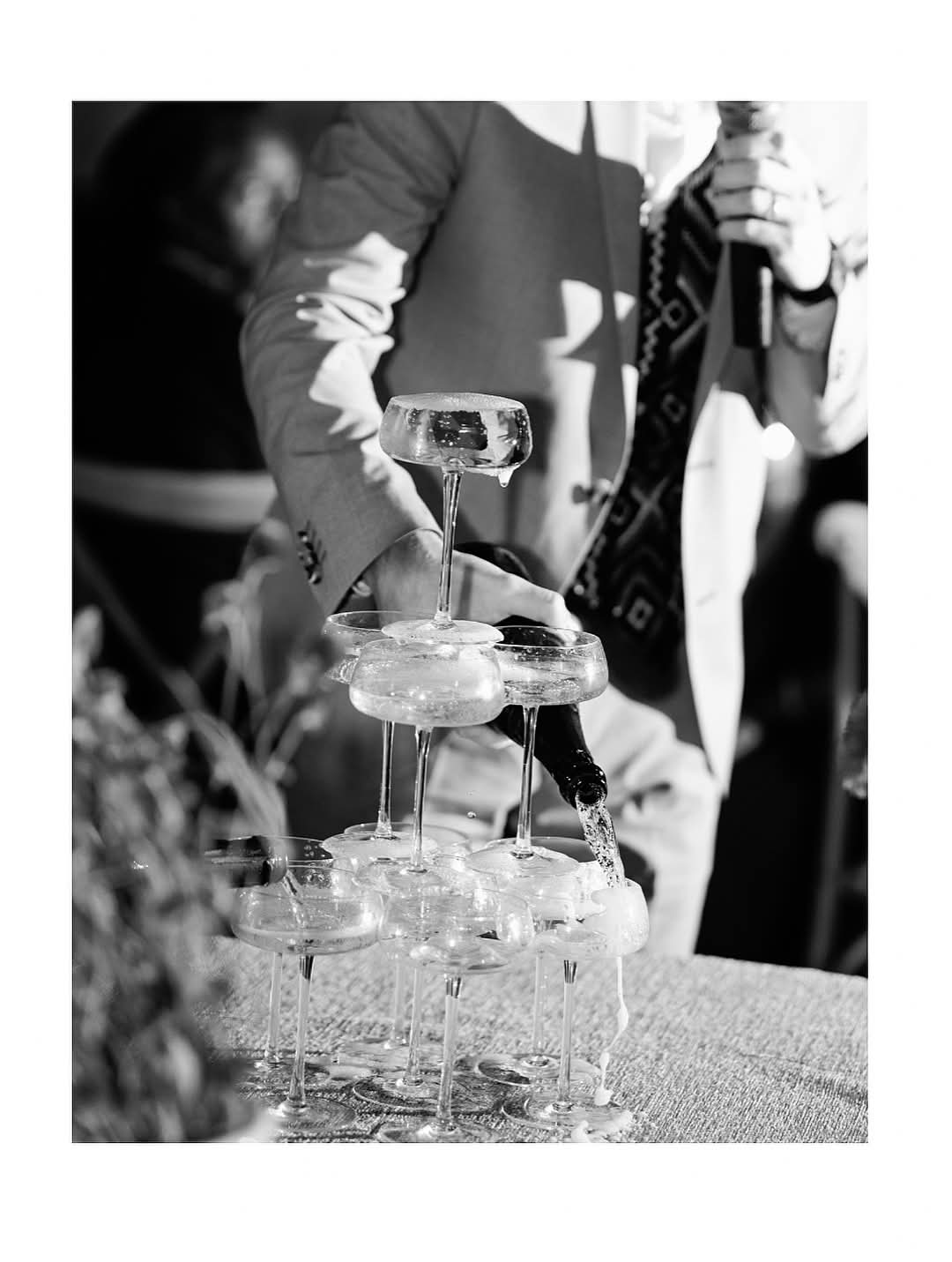 Champagne tower black and white