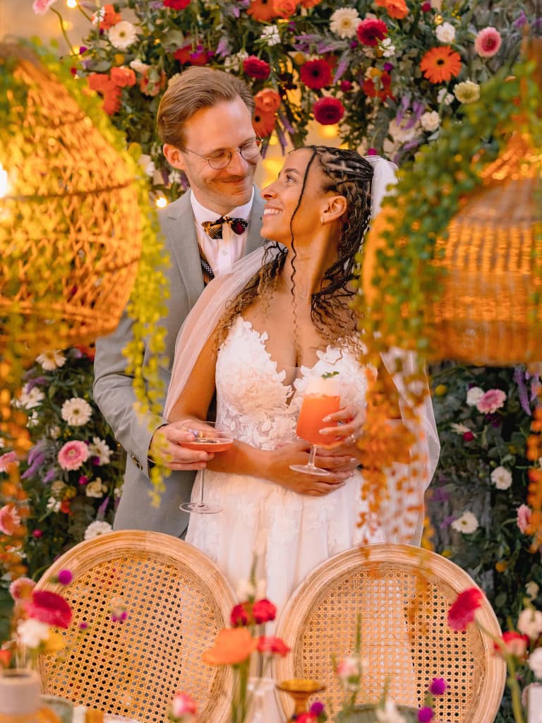 Romantic couple portrait at a wedding